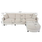 Divano componibile moderno 108 in tessuto con pouf e cuscini