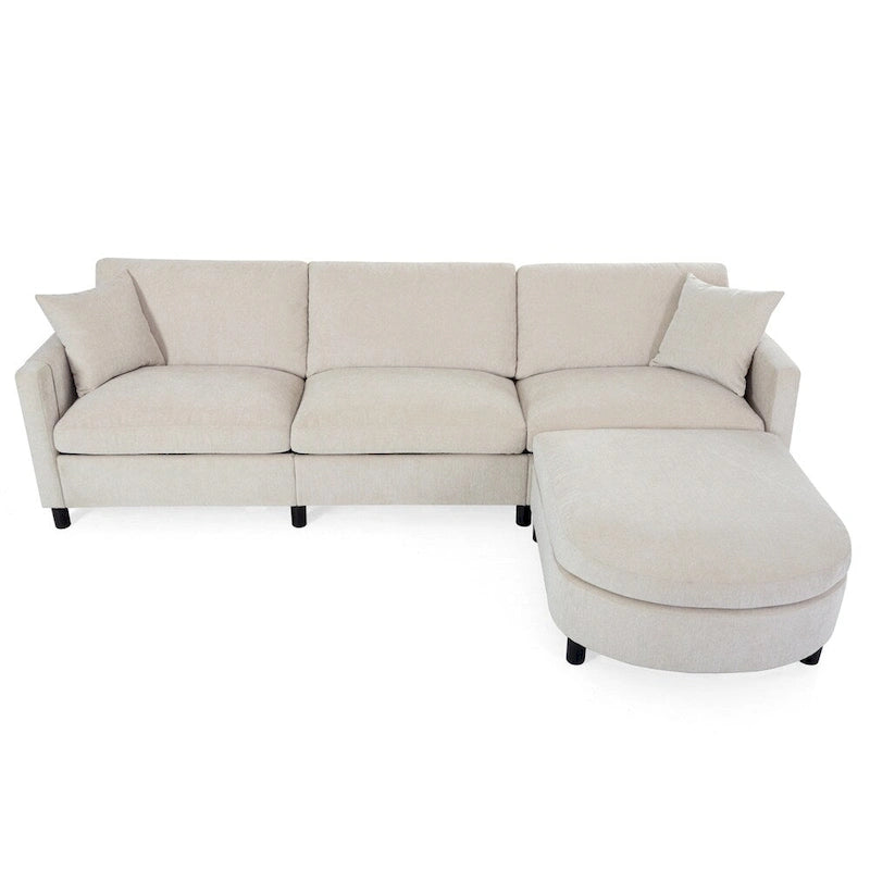 Divano componibile moderno 108 in tessuto con pouf e cuscini