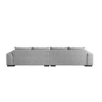 Divano angolare a L in lino largo 150 cm, divano sezionale moderno a 5 posti imbottito in piuma con pouf