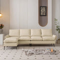 Canapé d'angle moderne en similicuir avec pouf convertible