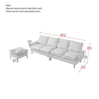 Canapé d'angle moderne en similicuir avec pouf convertible