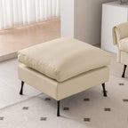 Canapé d'angle moderne en similicuir avec pouf convertible