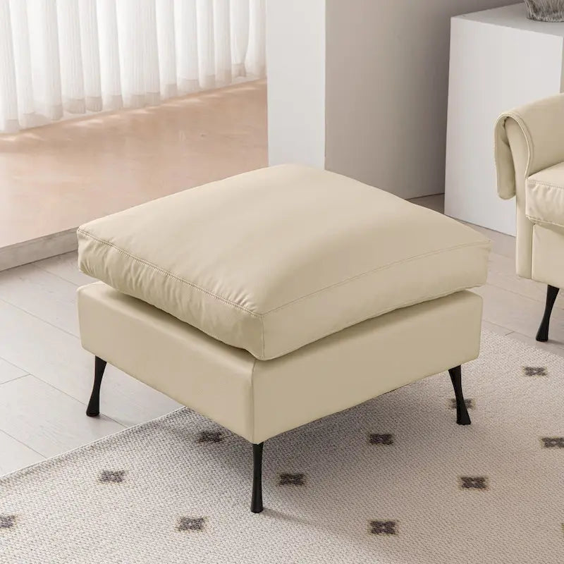 Canapé d'angle moderne en similicuir avec pouf convertible