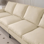 Canapé d'angle moderne en similicuir avec pouf convertible