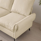 Canapé d'angle moderne en similicuir avec pouf convertible