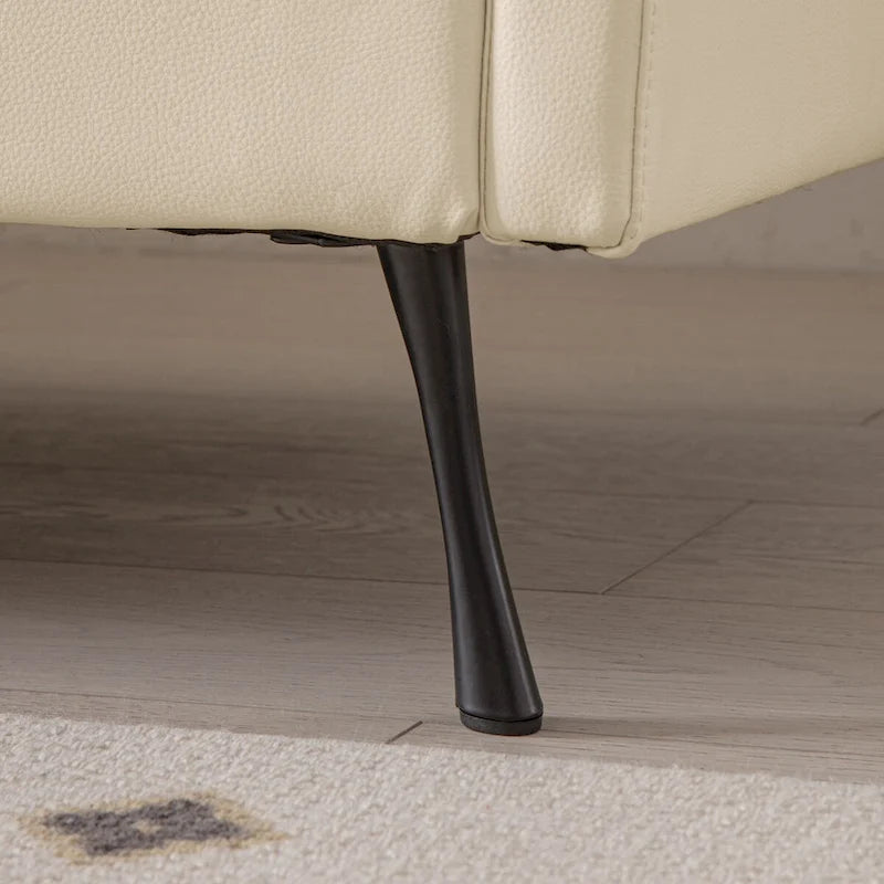 Canapé d'angle moderne en similicuir avec pouf convertible