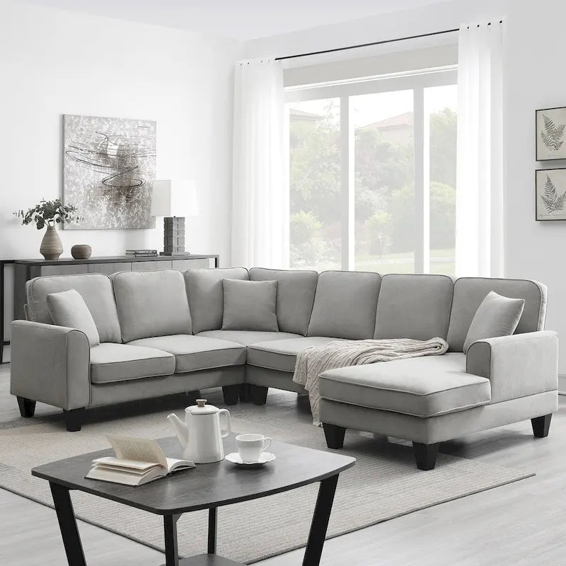 89*89 Oversized Velvet Modern Sectional Sofa,Large L Shaped Upholstered Indoor Furniture with Double Cushions