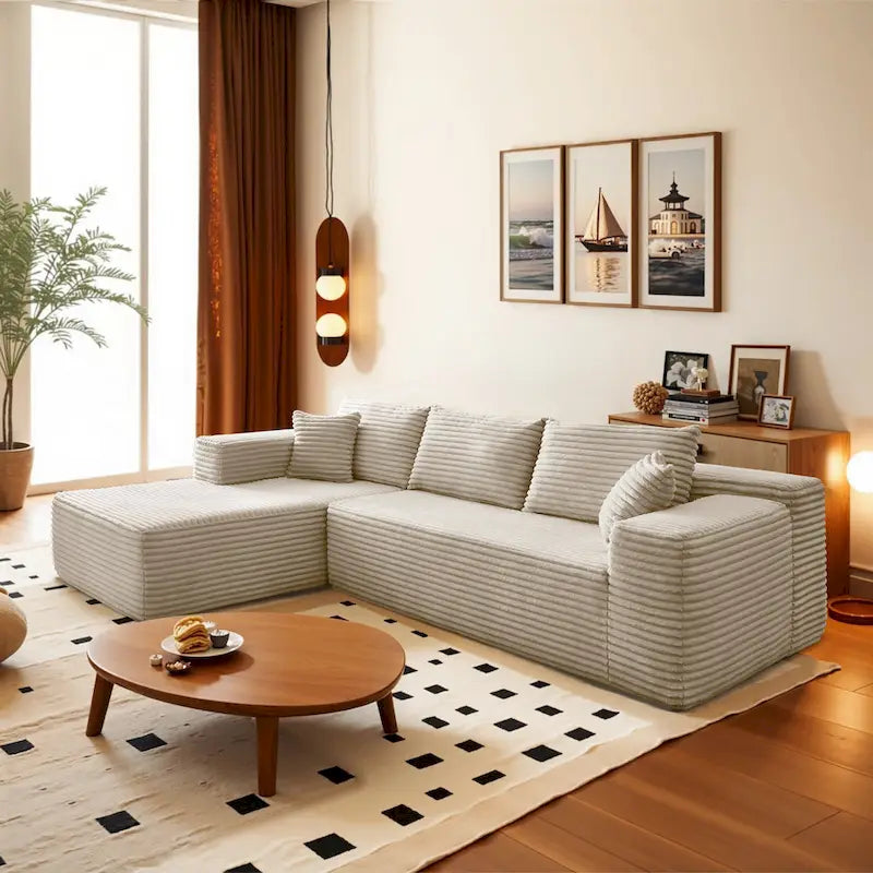 HOOOWOOO Divano sezionale modulare a L moderno con chaise longue