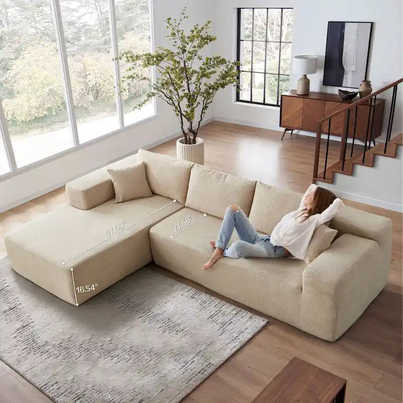 HOOOWOOO Divano sezionale modulare a L moderno con chaise longue