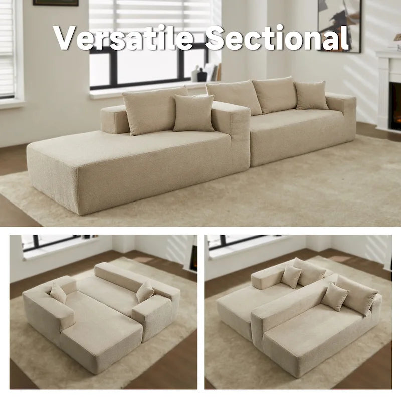 HOOOWOOO Divano sezionale modulare a L moderno con chaise longue