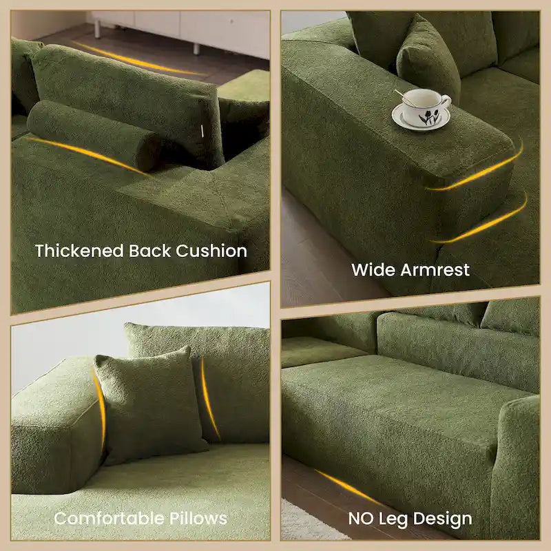 HOOOWOOO Divano sezionale modulare a L moderno con chaise longue