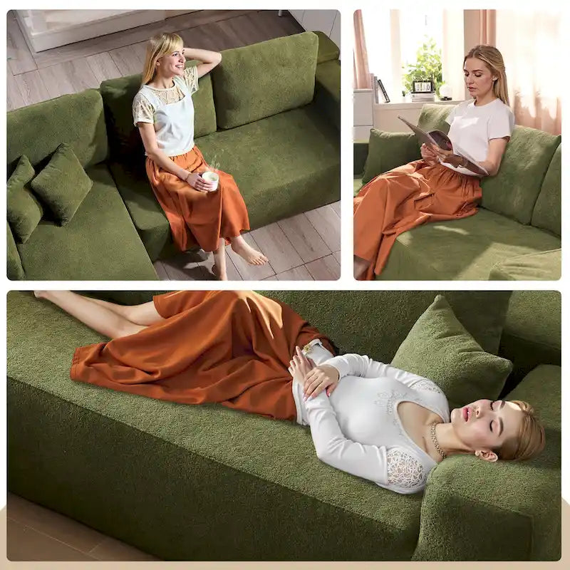 HOOOWOOO Divano sezionale modulare a L moderno con chaise longue