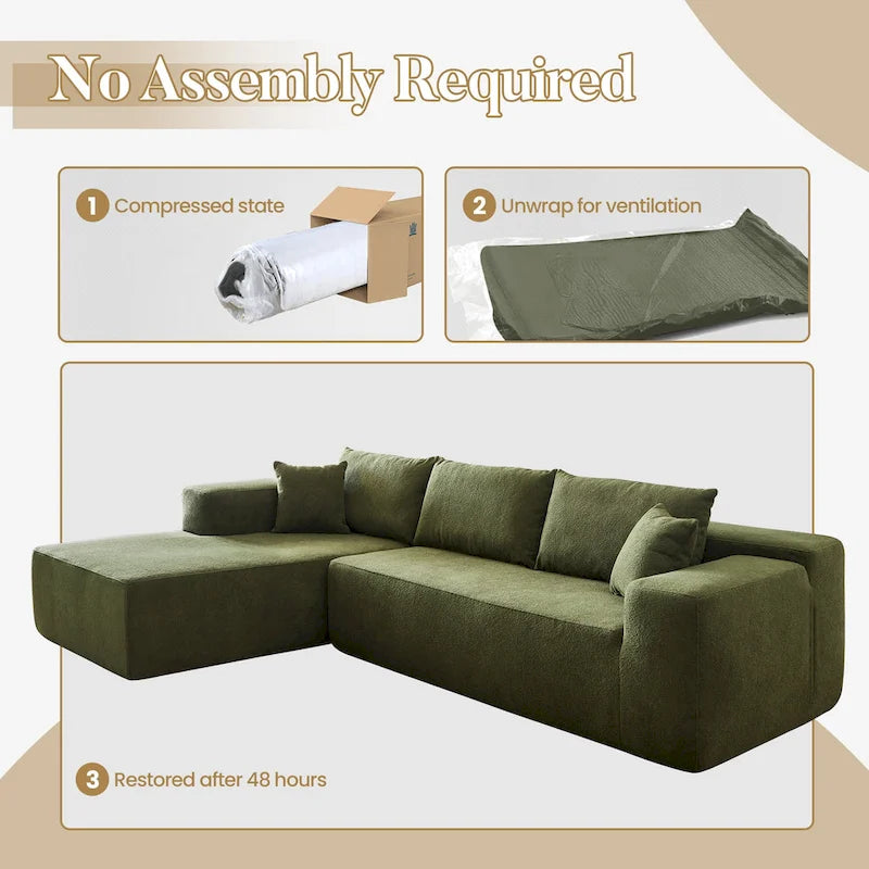 HOOOWOOO Divano sezionale modulare a L moderno con chaise longue