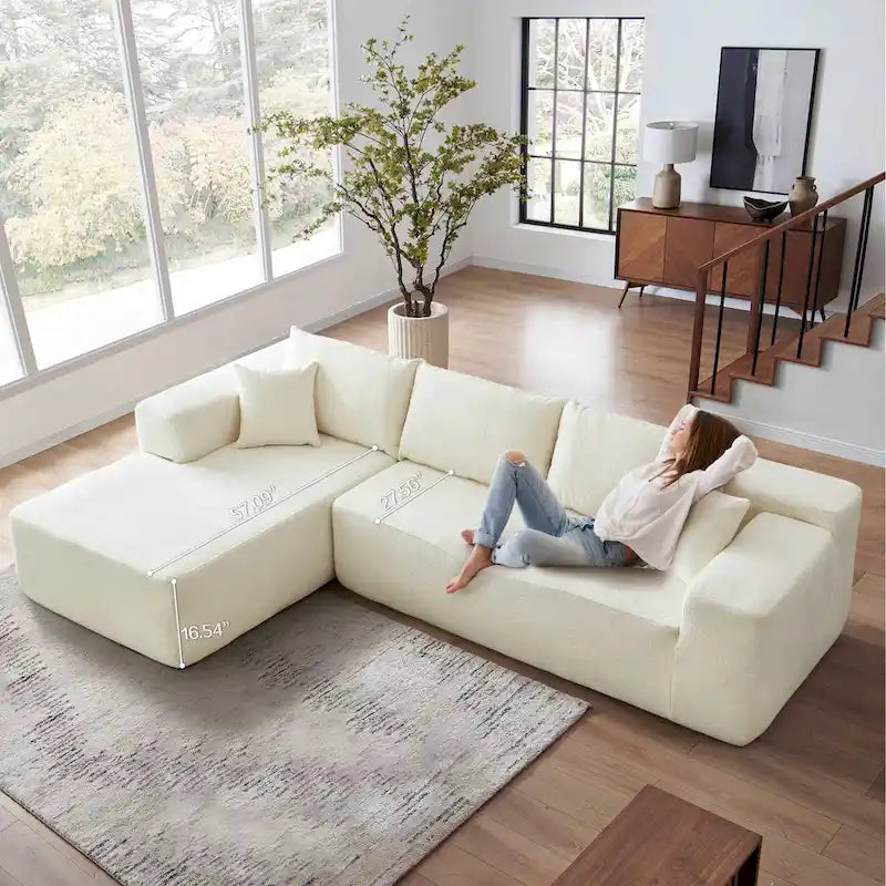 HOOOWOOO Divano sezionale modulare a L moderno con chaise longue