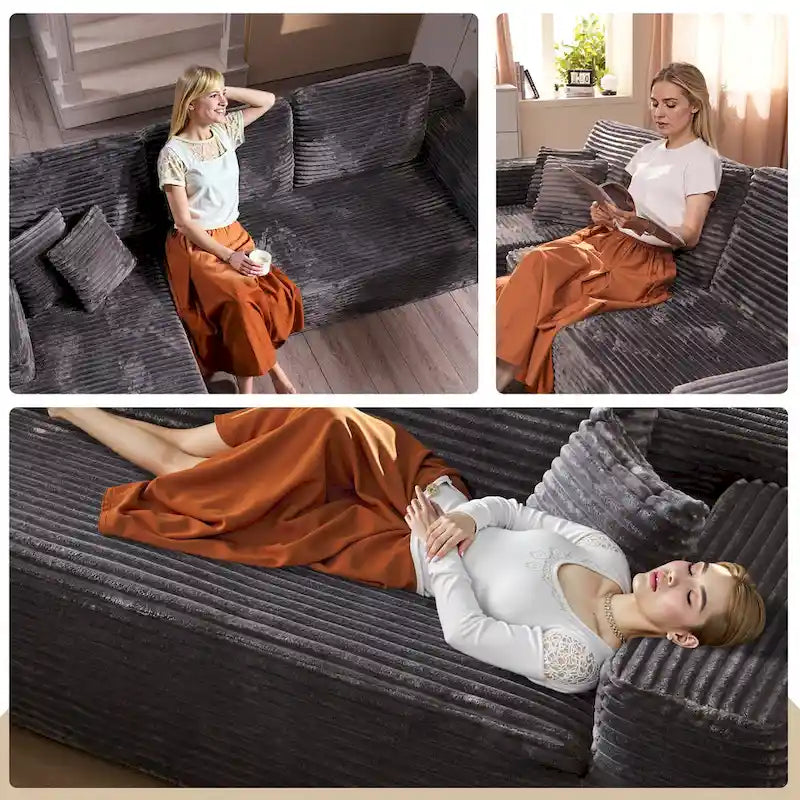 HOOOWOOO Divano sezionale modulare a L moderno con chaise longue