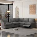 104 Canapé d'angle inclinable électrique Sectionnel de cinéma maison Canapé inclinable avec boîte de rangement, porte-gobelets, ports USB et prise de courant