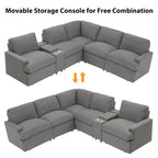 104 Canapé d'angle inclinable électrique Sectionnel de cinéma maison Canapé inclinable avec boîte de rangement, porte-gobelets, ports USB et prise de courant