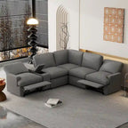 104 Canapé d'angle inclinable électrique Sectionnel de cinéma maison Canapé inclinable avec boîte de rangement, porte-gobelets, ports USB et prise de courant