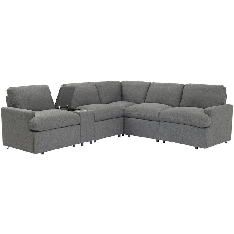 104 Canapé d'angle inclinable électrique Sectionnel de cinéma maison Canapé inclinable avec boîte de rangement, porte-gobelets, ports USB et prise de courant