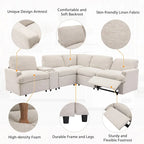 104 Canapé d'angle inclinable électrique Sectionnel de cinéma maison Canapé inclinable avec boîte de rangement, porte-gobelets, ports USB et prise de courant