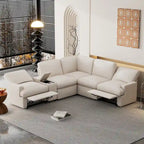 104 Canapé d'angle inclinable électrique Sectionnel de cinéma maison Canapé inclinable avec boîte de rangement, porte-gobelets, ports USB et prise de courant