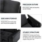 Divano Letto Sezionale in Velluto a L da 87.4 pollici, Divano Letto a 5 Posti con 2 Porte USB, Pouf Contenitore e Bracciolo con Vano Nascosto