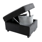 Divano Letto Sezionale in Velluto a L da 87.4 pollici, Divano Letto a 5 Posti con 2 Porte USB, Pouf Contenitore e Bracciolo con Vano Nascosto