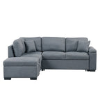 Divano Letto Sezionale in Velluto a L da 87.4 pollici, Divano Letto a 5 Posti con 2 Porte USB, Pouf Contenitore e Bracciolo con Vano Nascosto
