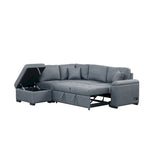 Divano Letto Sezionale in Velluto a L da 87.4 pollici, Divano Letto a 5 Posti con 2 Porte USB, Pouf Contenitore e Bracciolo con Vano Nascosto