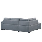 Divano Letto Sezionale in Velluto a L da 87.4 pollici, Divano Letto a 5 Posti con 2 Porte USB, Pouf Contenitore e Bracciolo con Vano Nascosto