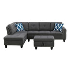Canapé d'angle gauche Alger de 98 po avec méridienne et pouf – 98 larg. x 71 prof. x 33 haut.
