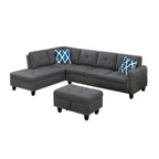 Canapé d'angle gauche Alger de 98 po avec méridienne et pouf – 98 larg. x 71 prof. x 33 haut.