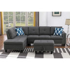 Canapé d'angle gauche Alger de 98 po avec méridienne et pouf – 98 larg. x 71 prof. x 33 haut.