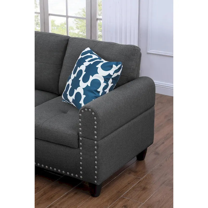Canapé d'angle gauche Alger de 98 po avec méridienne et pouf – 98 larg. x 71 prof. x 33 haut.