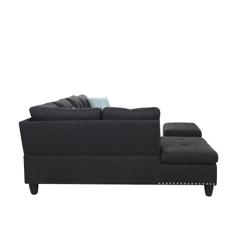 Canapé d'angle gauche Alger de 98 po avec méridienne et pouf – 98 larg. x 71 prof. x 33 haut.