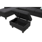 Canapé d'angle gauche Alger de 98 po avec méridienne et pouf – 98 larg. x 71 prof. x 33 haut.