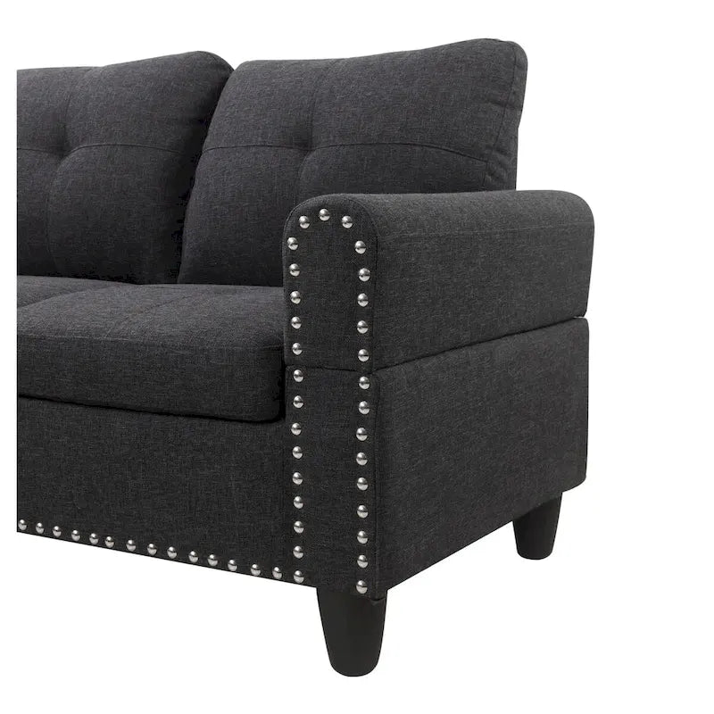 Canapé d'angle gauche Alger de 98 po avec méridienne et pouf – 98 larg. x 71 prof. x 33 haut.