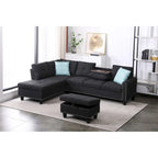 Canapé d'angle gauche Alger de 98 po avec méridienne et pouf – 98 larg. x 71 prof. x 33 haut.