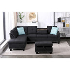 Canapé d'angle gauche Alger de 98 po avec méridienne et pouf – 98 larg. x 71 prof. x 33 haut.