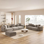Grand canapé modulaire d'angle en velours côtelé pour salon