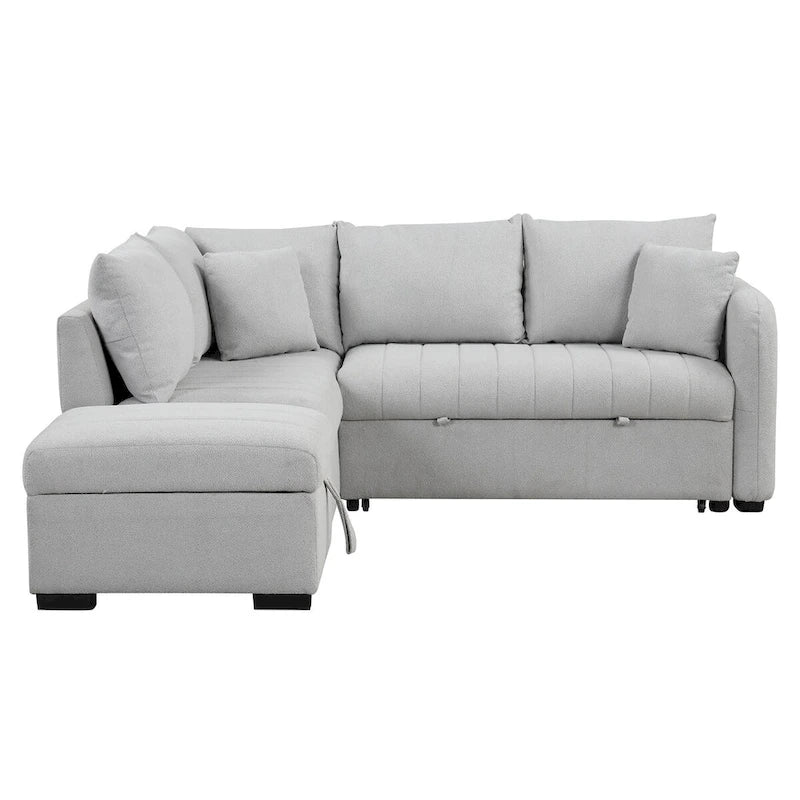 Divano Letto con penisola a L estraibile MERAX con Pouf Contenitore