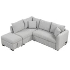 Divano Letto con penisola a L estraibile MERAX con Pouf Contenitore