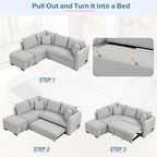 Divano Letto con penisola a L estraibile MERAX con Pouf Contenitore