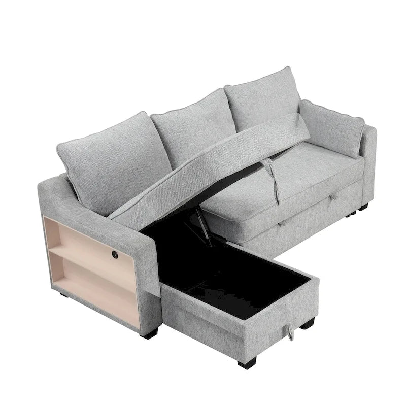 Canapé d'angle convertible MERAX avec méridienne de rangement