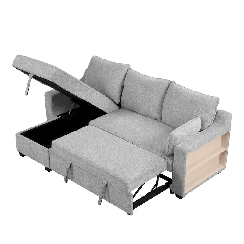 Canapé d'angle convertible MERAX avec méridienne de rangement