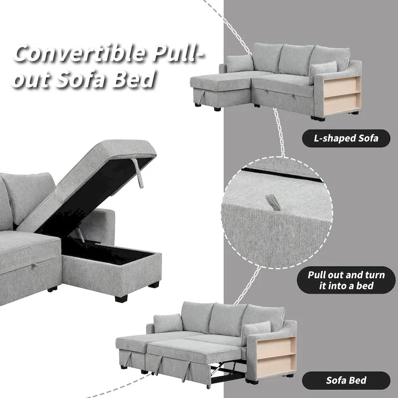 Canapé d'angle convertible MERAX avec méridienne de rangement