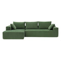 Divano Sezionale Imbottito Minimalista a L Modulare Verde da 277 cm con Combinazione a Due Pezzi - 277L x 173P x 72A cm