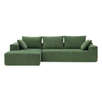 Divano Sezionale Imbottito Minimalista a L Modulare Verde da 277 cm con Combinazione a Due Pezzi - 277L x 173P x 72A cm