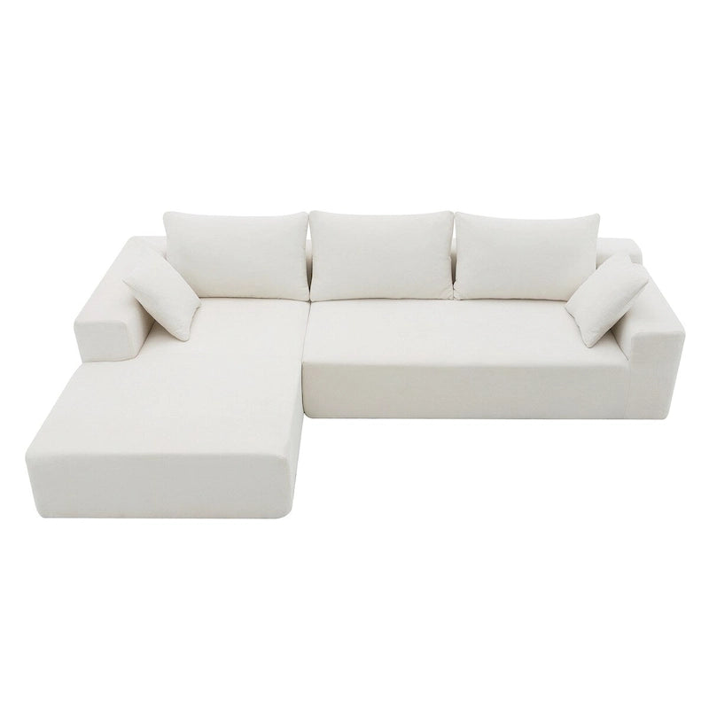 Canapé d'angle modulable en L vert de 277 cm, au design minimaliste, avec deux éléments combinables - 277 larg. x 173 prof. x 72,4 haut. (cm)