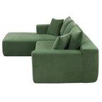 Divano Sezionale Imbottito Minimalista a L Modulare Verde da 277 cm con Combinazione a Due Pezzi - 277L x 173P x 72A cm
